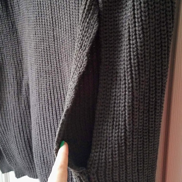 Cable Knit Cowl Neck Cape Sweater Grey - Picture 4 of 4